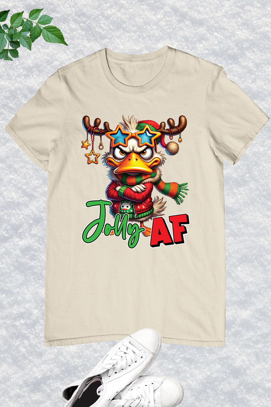 Sarcastic Grumpy Duck Jolly Af Christmas Shirt