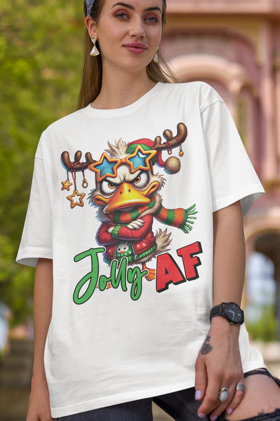 Sarcastic Grumpy Duck Jolly Af Christmas Shirt