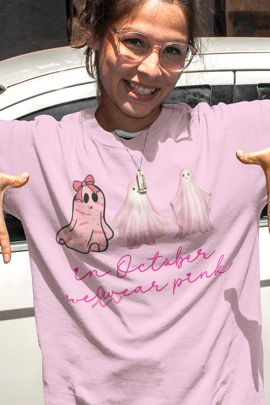 In October We Wear Pink Ghosts Breast Cancer T Shirt