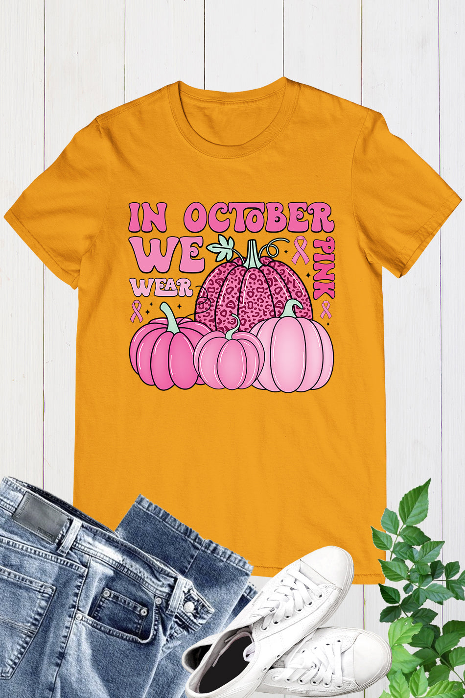 In October We Wear Pink Breast Cancer Awareness Shirt