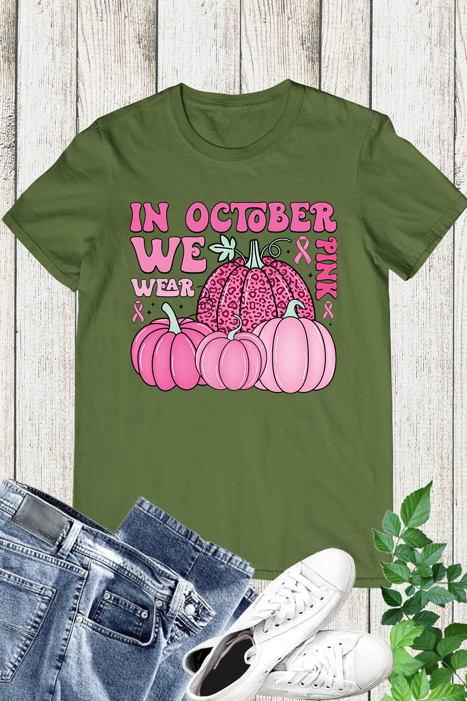 In October We Wear Pink Breast Cancer Awareness Shirt