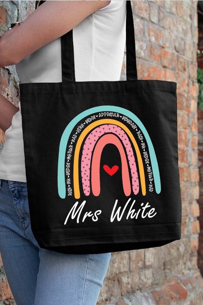 Personalized Teacher Rainbow Tote Bag