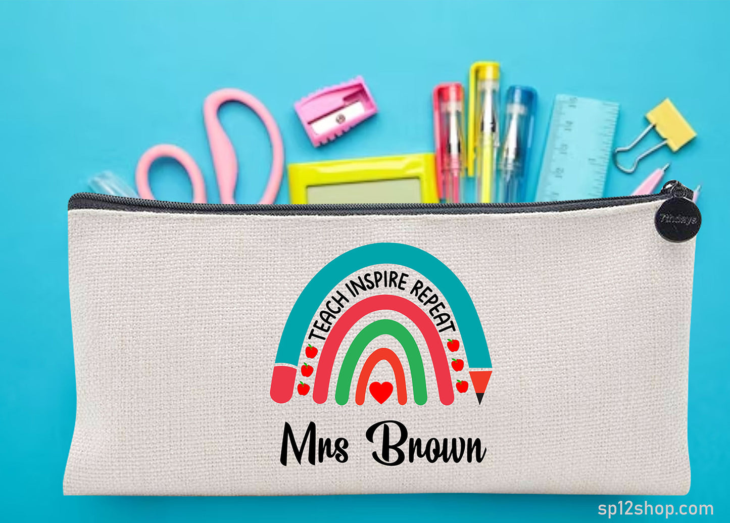 Valentines Teacher Appreciation Custom Inspire Pouch Bag Pencil Case