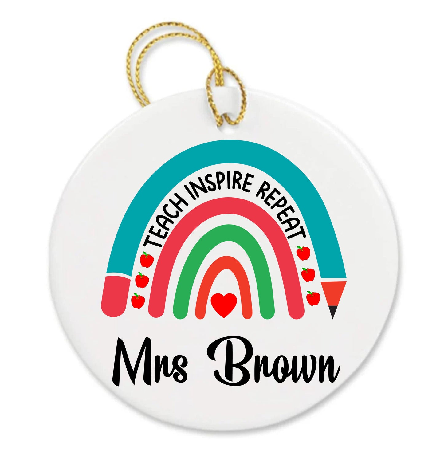 Personalized Valentines Teacher Appreciation Custom Inspire Repeat Ornament