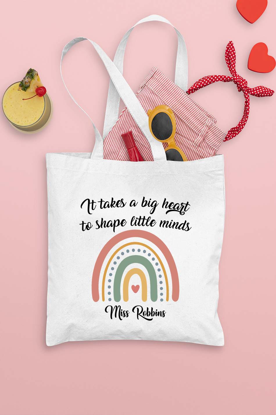 It Takes a Big heart Teacher Rainbow Tote Bag