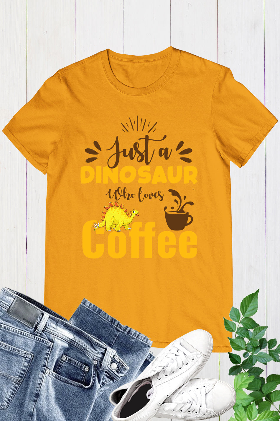 Just a Dinosaur Who Loves Coffee T Shirt