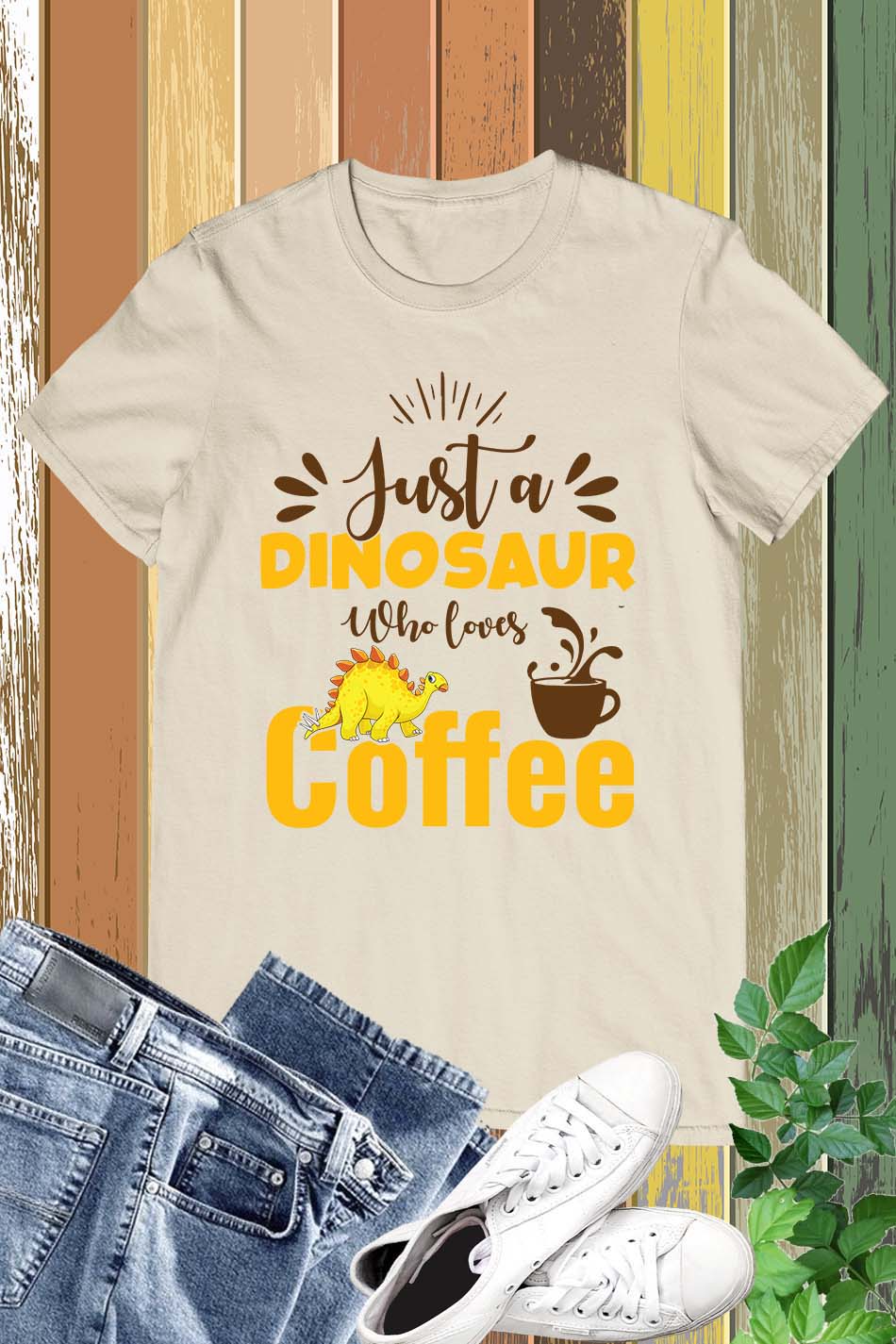 Just a Dinosaur Who Loves Coffee T Shirt