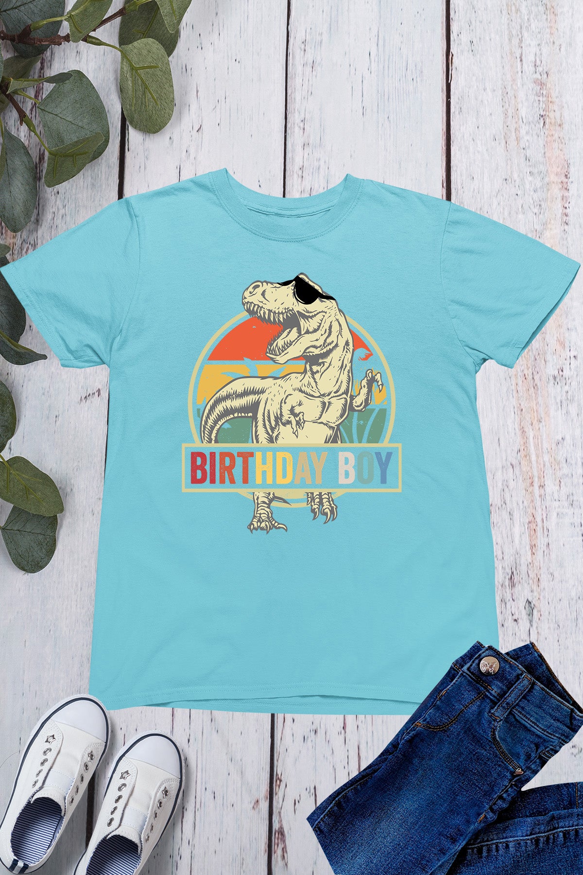 Birthday Boy Dinosaur Kids T Shirt