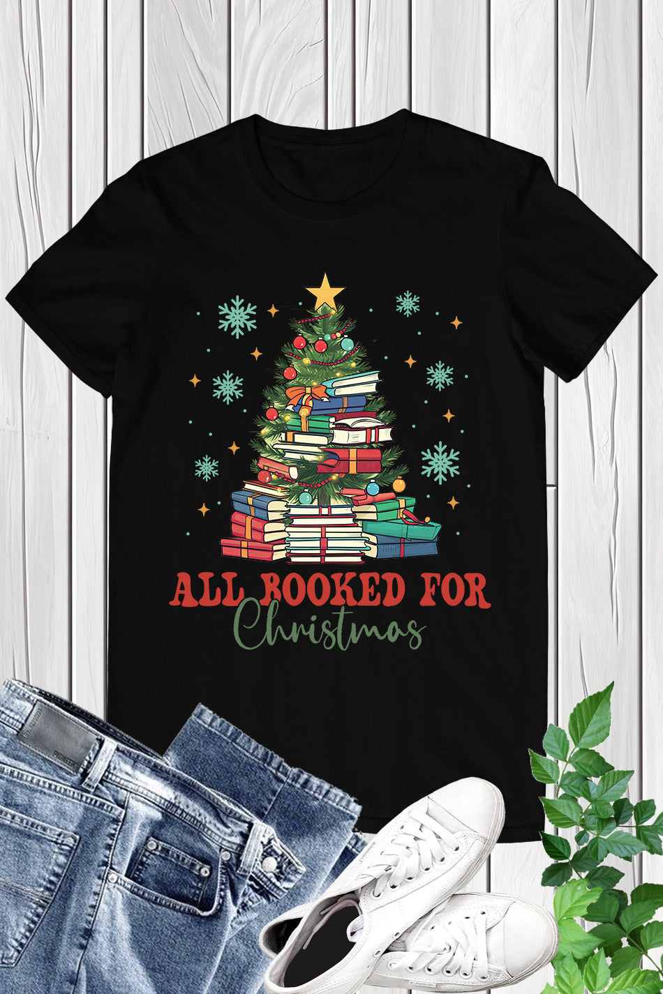 All Booked for Christmas Tree Shirt