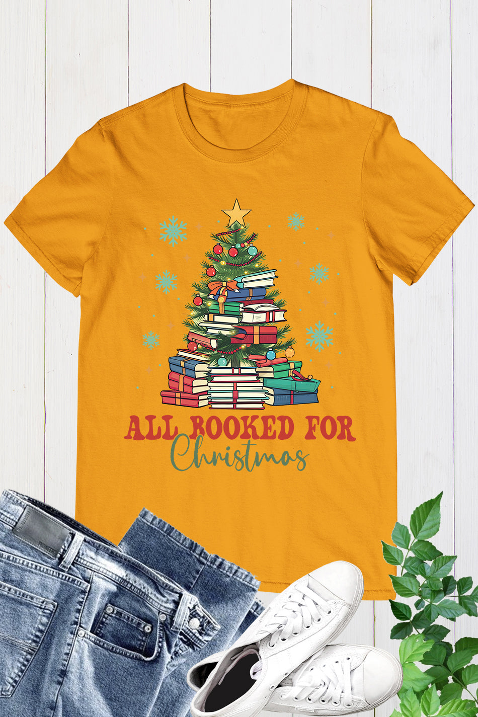 All Booked for Christmas Tree Shirt