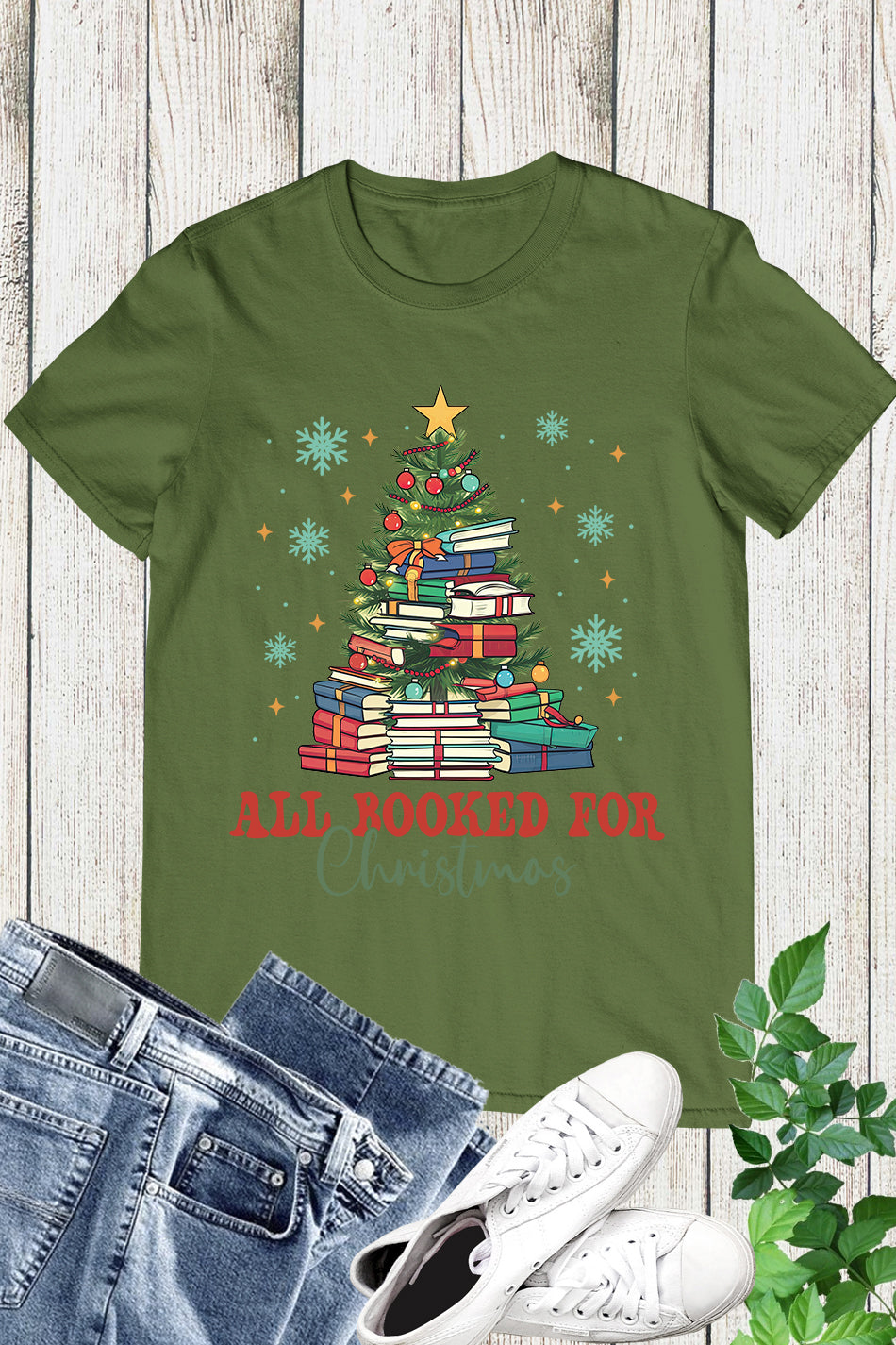 All Booked for Christmas Tree Shirt