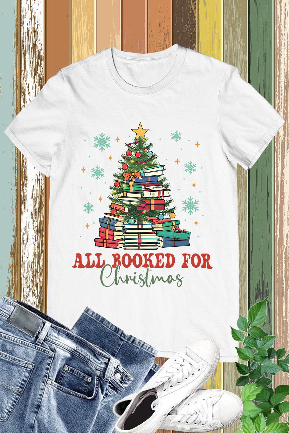 All Booked for Christmas Tree Shirt