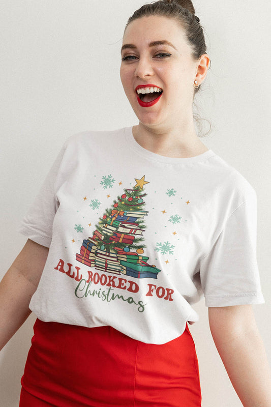 All Booked for Christmas Tree Shirt