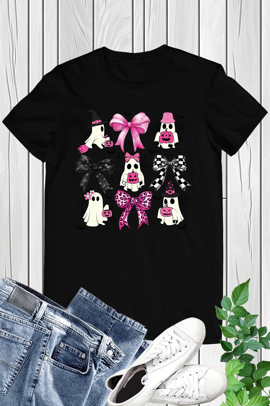 Halloween Pink Ghost Coquette Bow Shirt