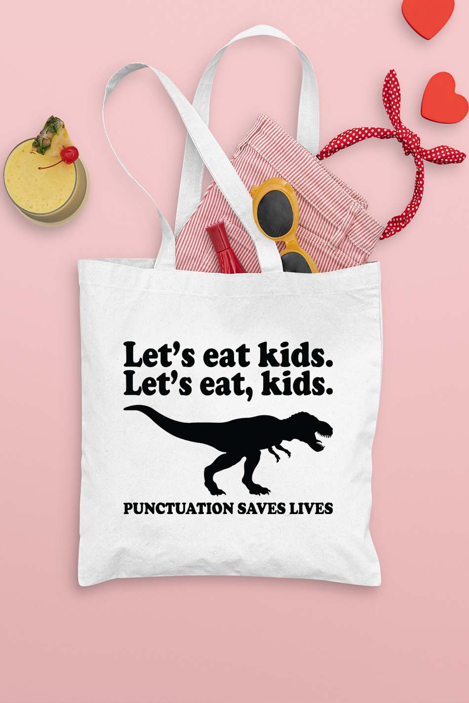 Let's Eat Kids Punctuation Saves Lives Teacher Tote Bag