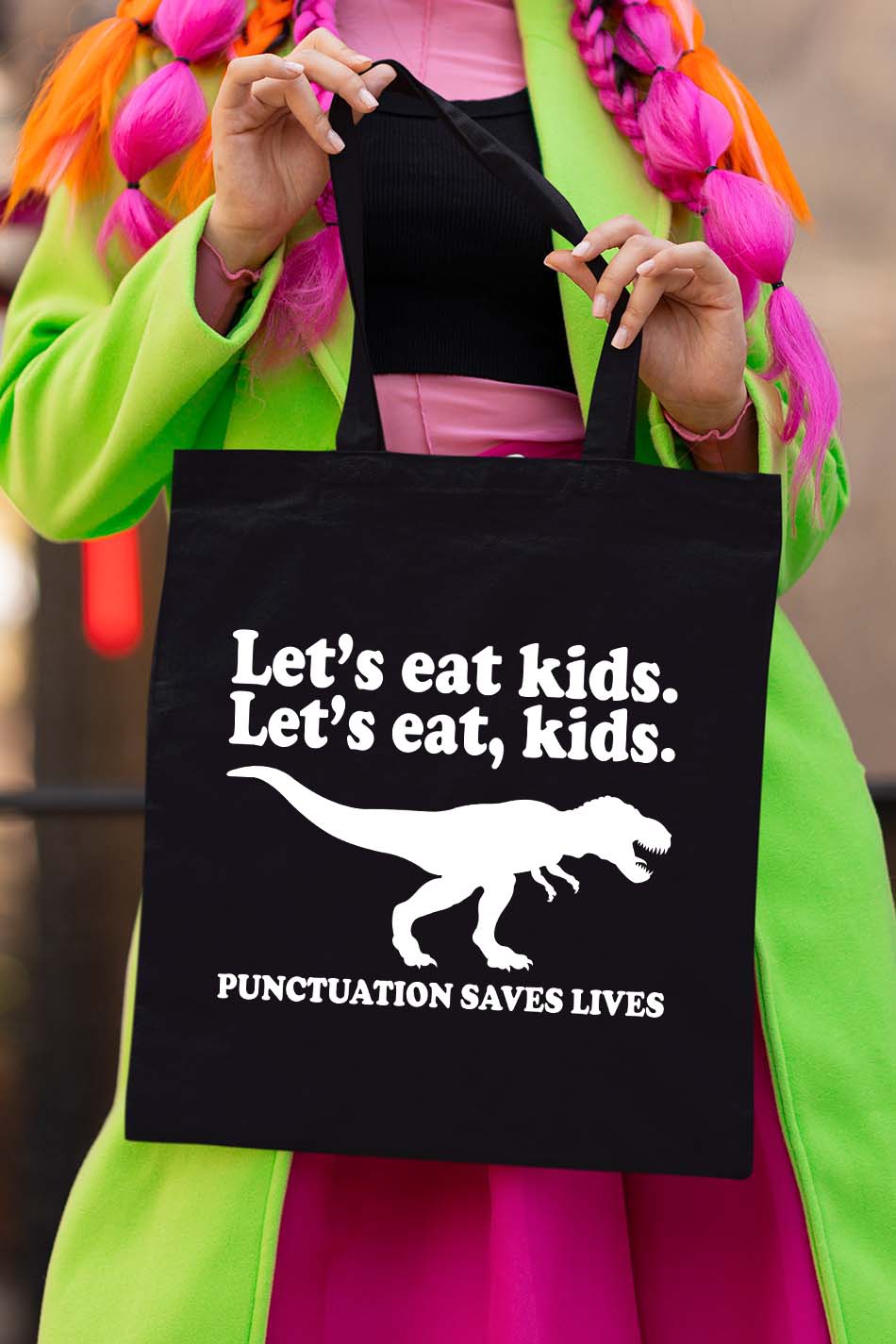 Let's Eat Kids Punctuation Saves Lives Teacher Tote Bag