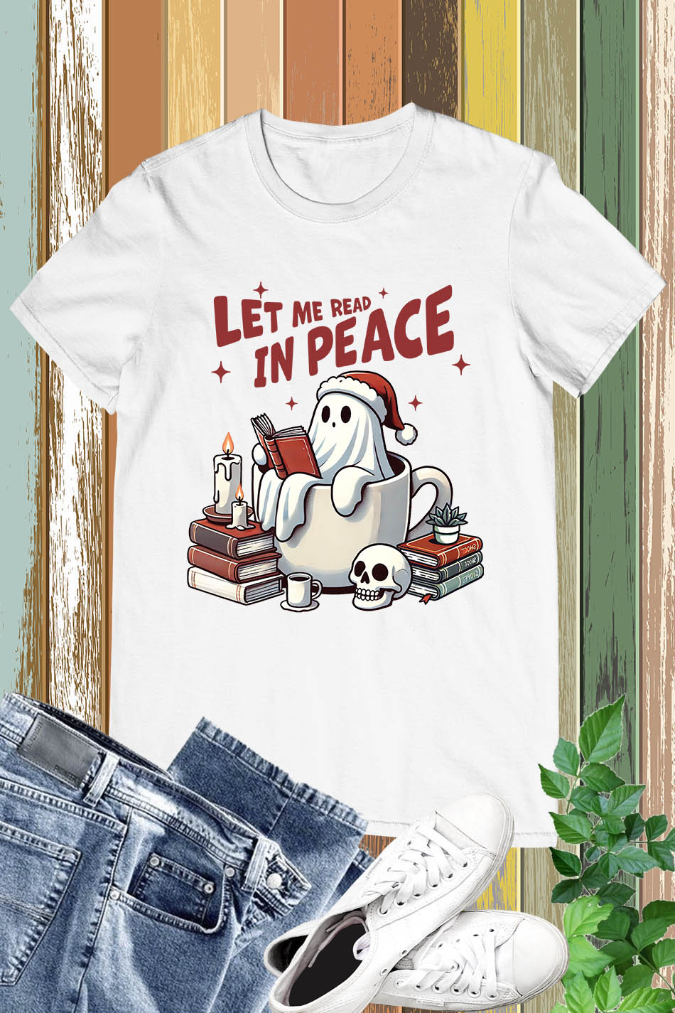 Let Me Read in Peace Halloween Christmas Books Shirt