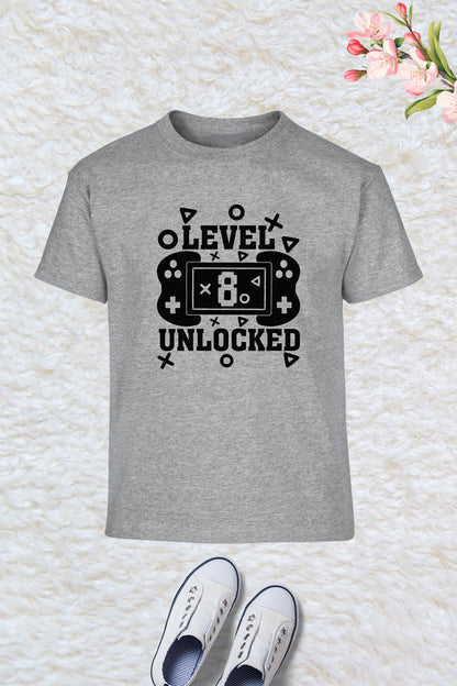 Level Eight Unlocked Gamer Birthday Shirts