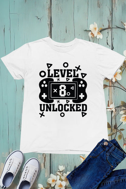 Level Eight Unlocked Gamer Birthday Shirts