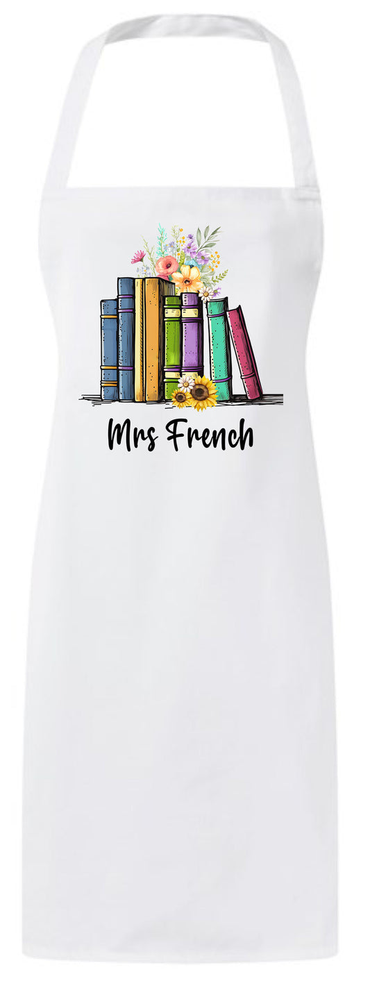 Personalized Floral Books Lover Custom Teacher Appreciation Thank You Apron