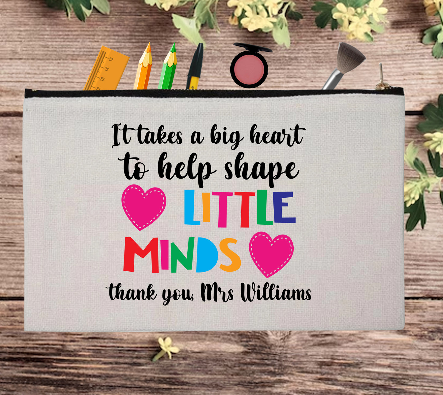 Printable Teacher Appreciation Custom Thank You Pouch Bag Pencil Case