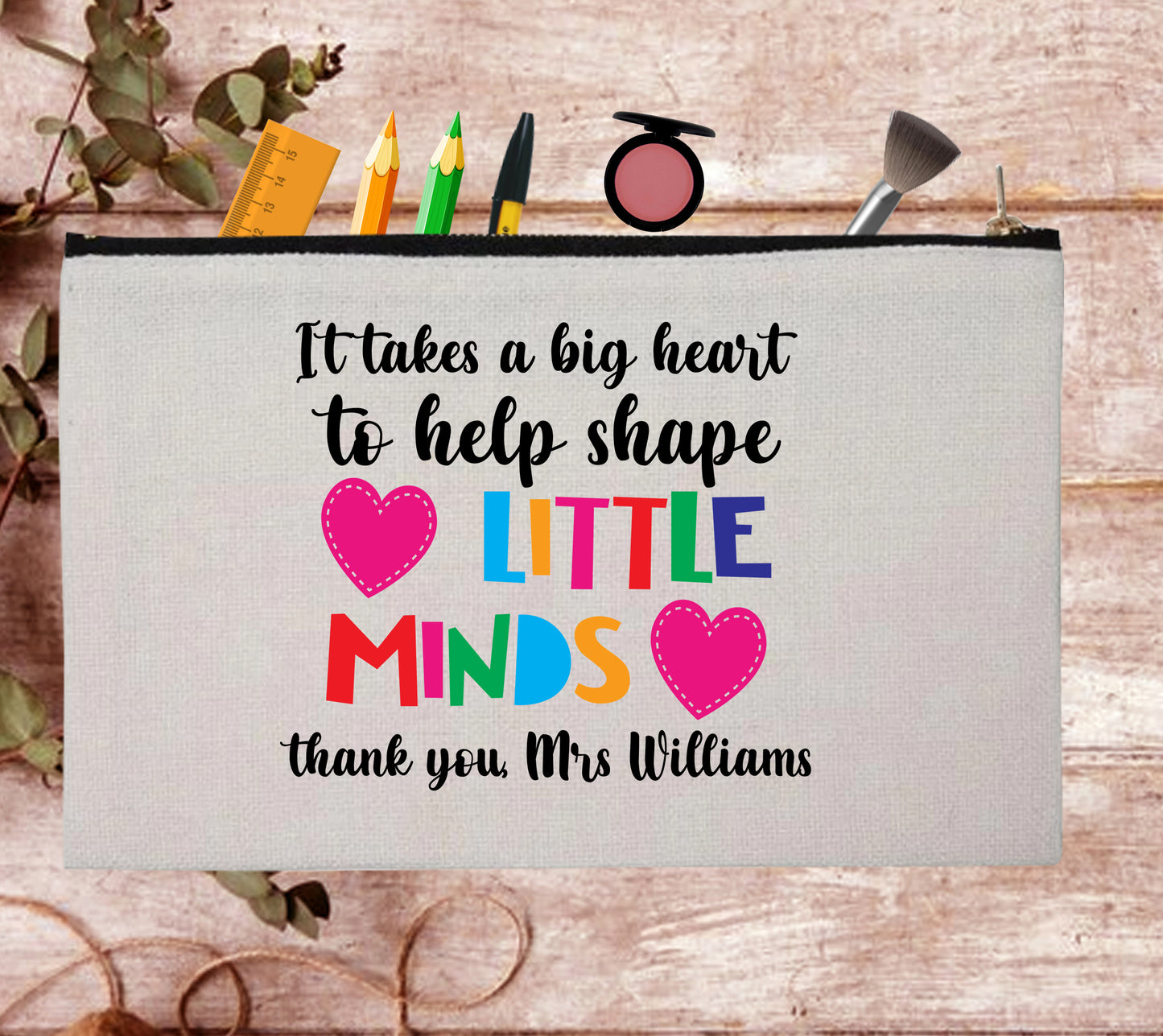 Printable Teacher Appreciation Custom Thank You Pouch Bag Pencil Case