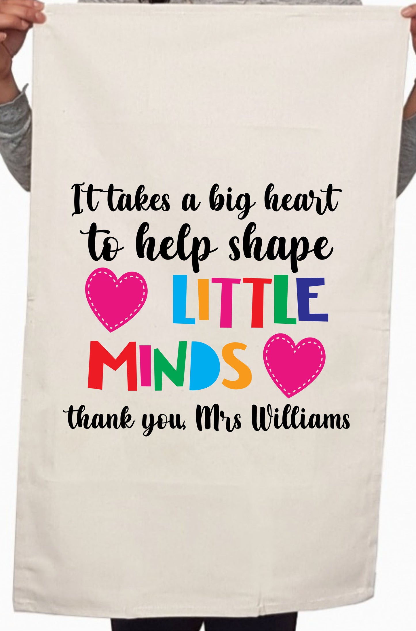 Printable Teacher Appreciation Gift Custom Text Thank You Kitchen Table Tea Towel