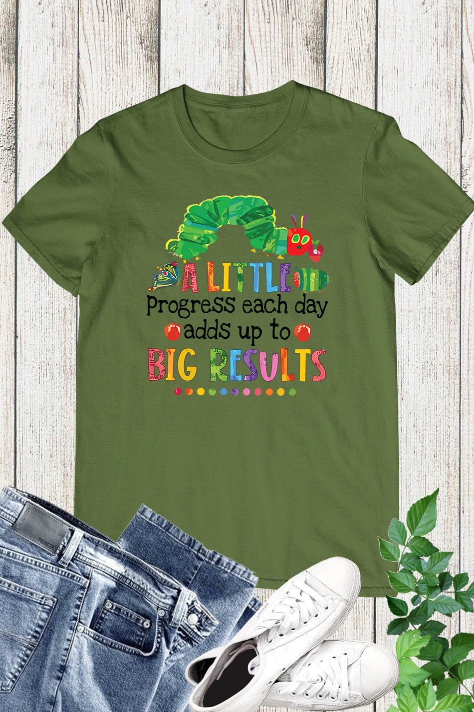 A Little Progress Each Day Adds Up To Big Results Funny Teacher Shirt