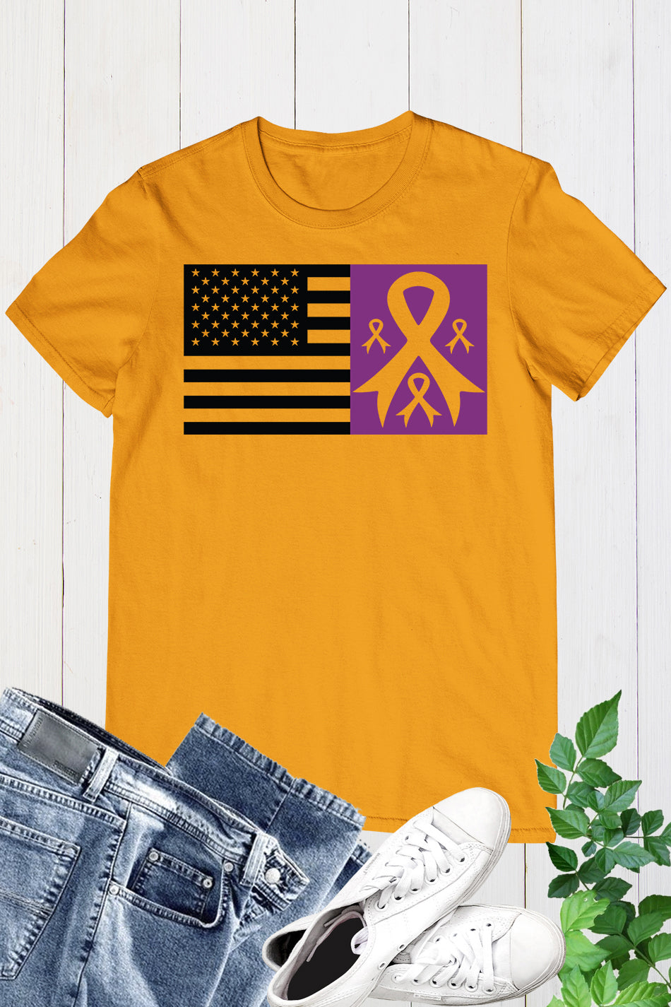 Alzheimer's Awareness American Flag T Shirts