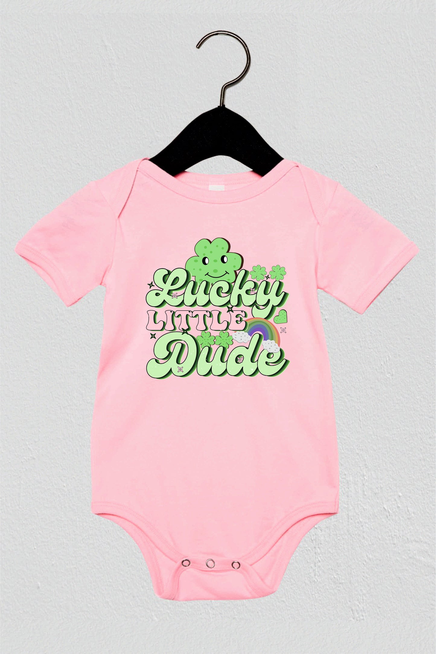 Lucky Little Dude Retro St Patricks Day Baby Bodysuit