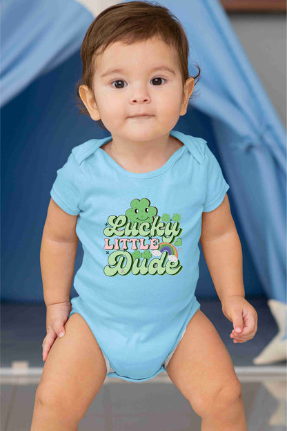 Lucky Little Dude Retro St Patricks Day Baby Bodysuit