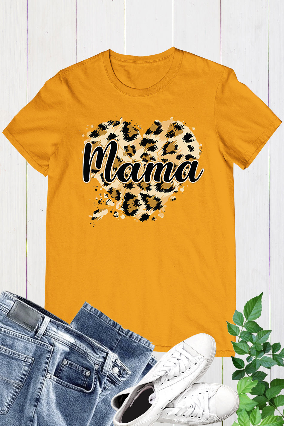 Leopard Heart Mama T Shirt