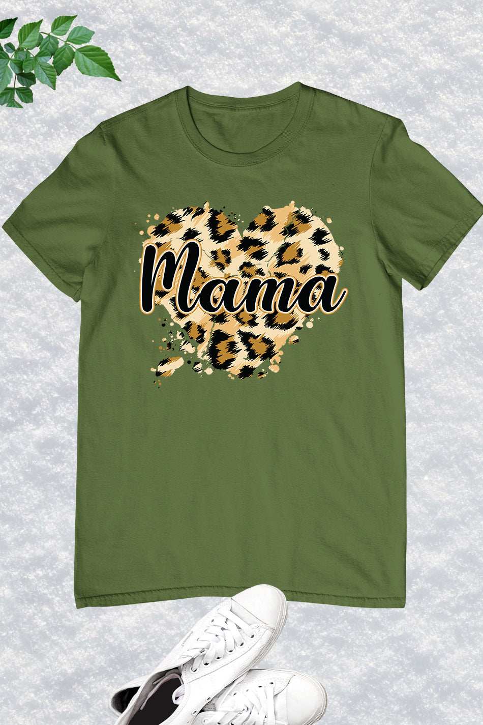 Leopard Heart Mama T Shirt