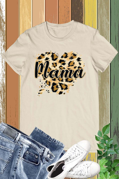 Leopard Heart Mama T Shirt