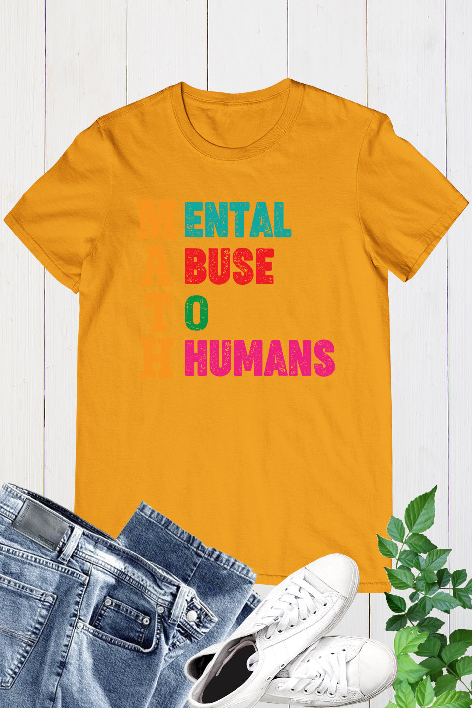 Mental Abuse To Humans Math Teacher Shirt