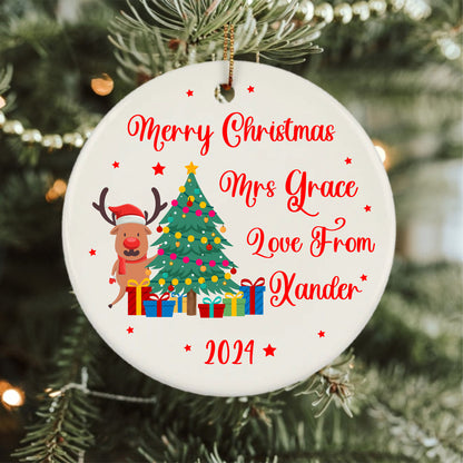 Custom Teachers Name Christmas Ornament Gift for Teacher