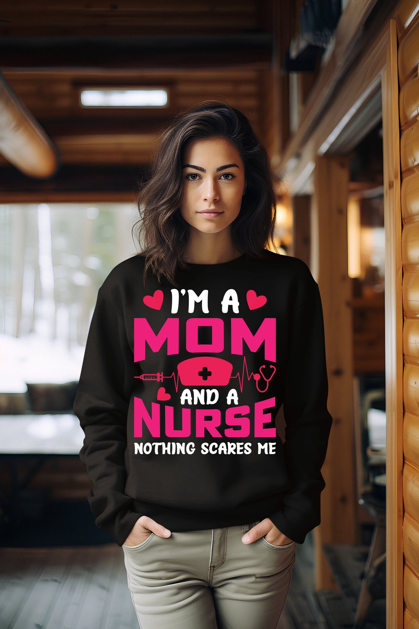 I'm A Mom And A Nurse Nothing Scares Me Funny Sweatshirt