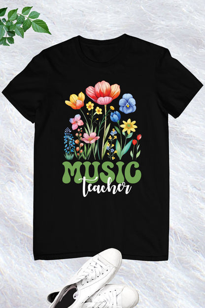 Retro Music Teacher Wildflower T Shirt