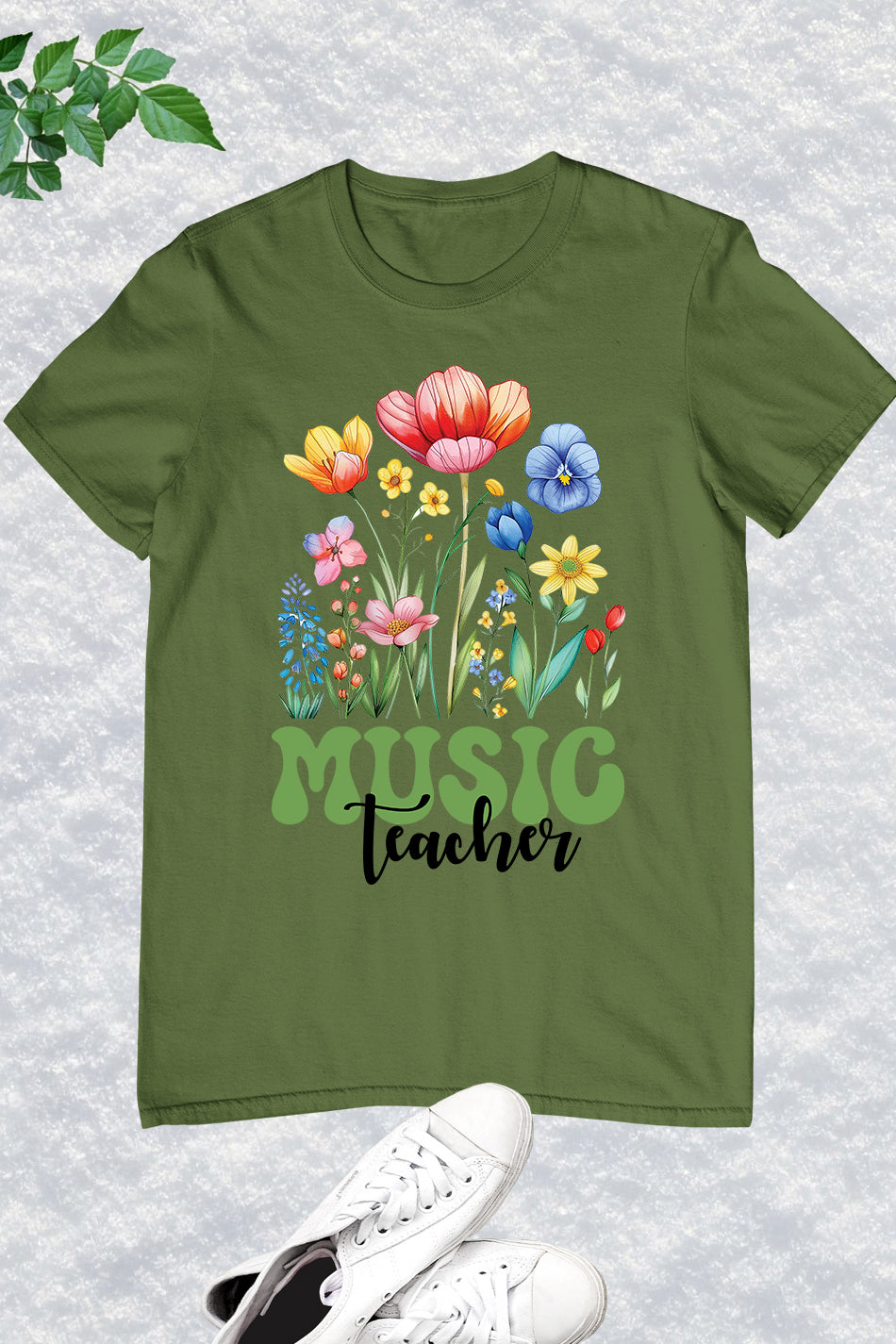 Retro Music Teacher Wildflower T Shirt