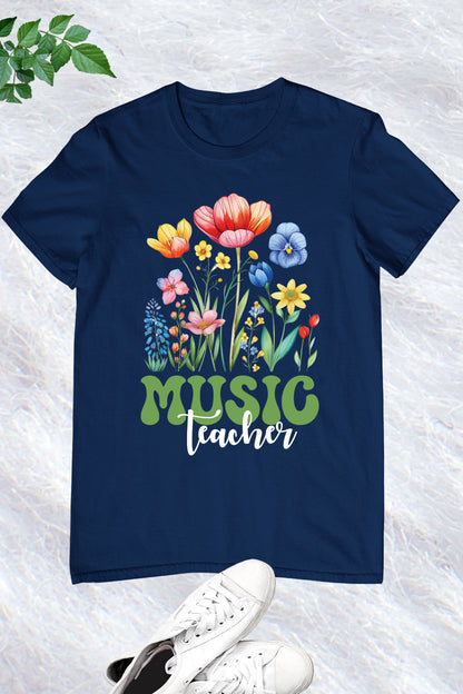 Retro Music Teacher Wildflower T Shirt