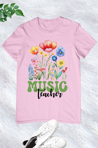 Retro Music Teacher Wildflower T Shirt