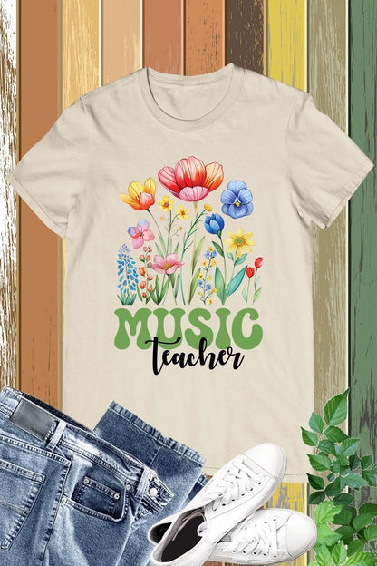 Retro Music Teacher Wildflower T Shirt