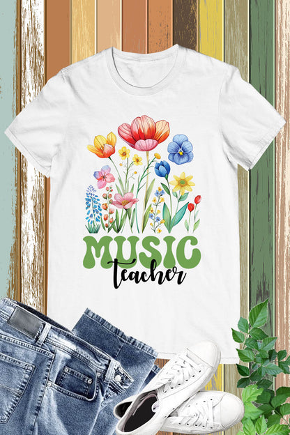 Retro Music Teacher Wildflower T Shirt