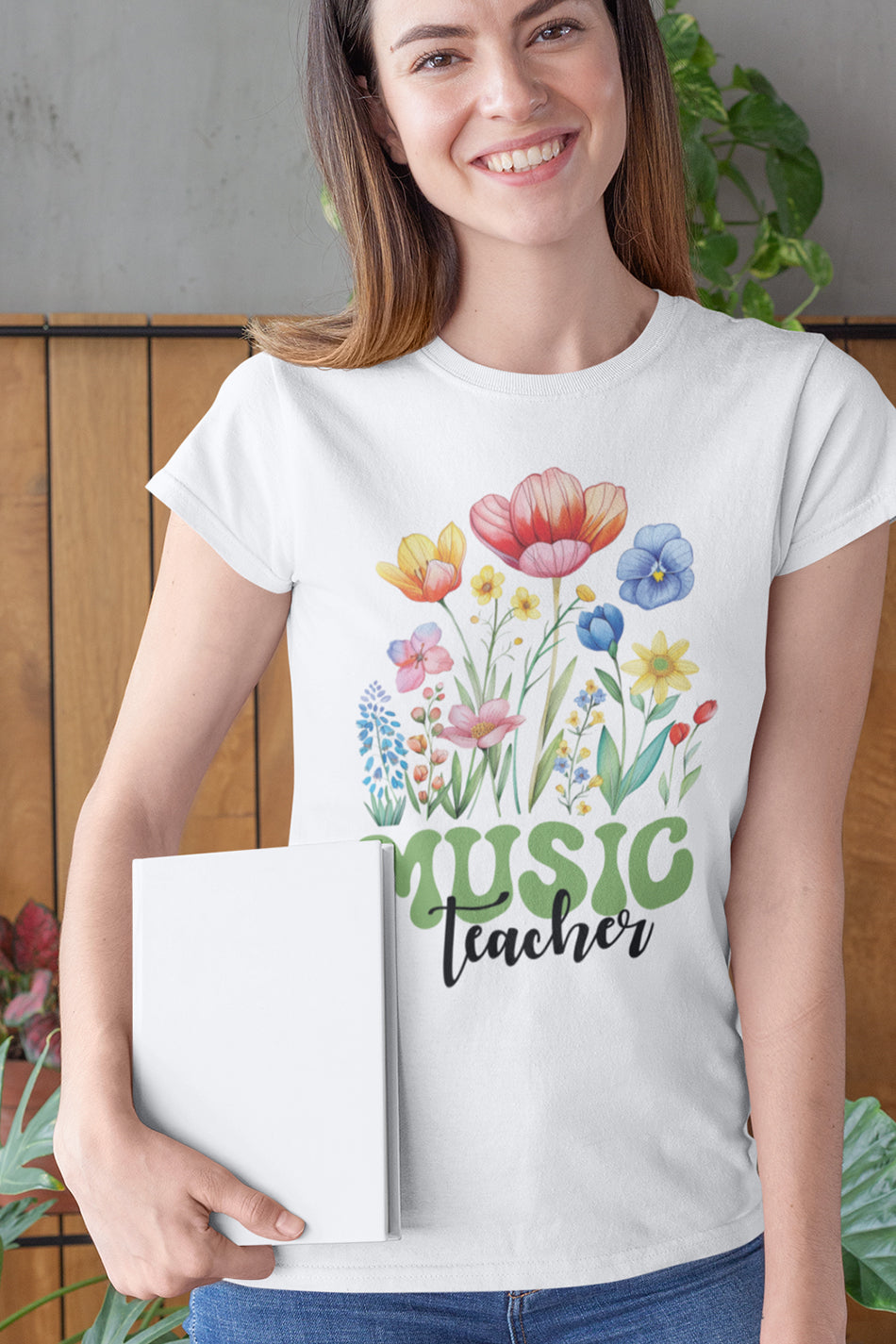 Retro Music Teacher Wildflower T Shirt