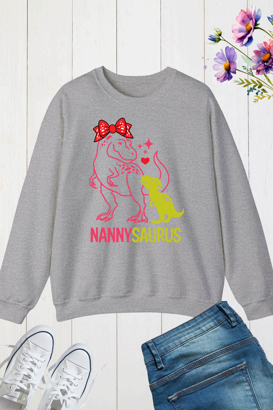 Nannysaurus Dinosaur Nanny Sweatshirt