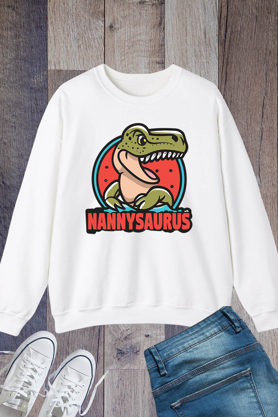 Nannysaurus T-Rex Dinosaur Nanny Saurus Family Sweatshirt