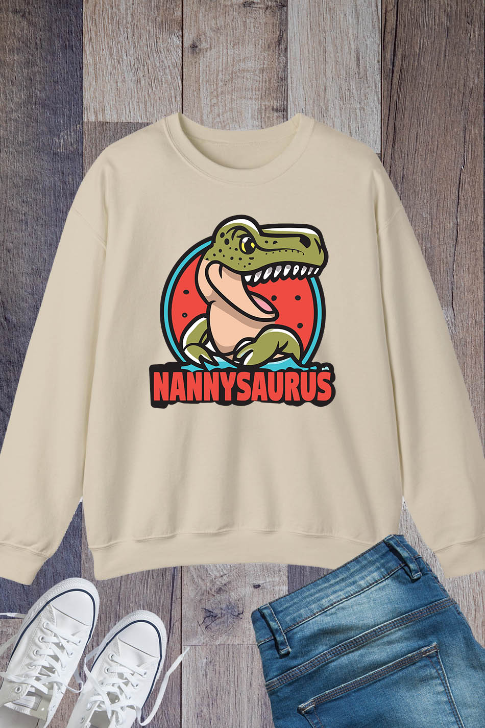 Nannysaurus T-Rex Dinosaur Nanny Saurus Family Sweatshirt