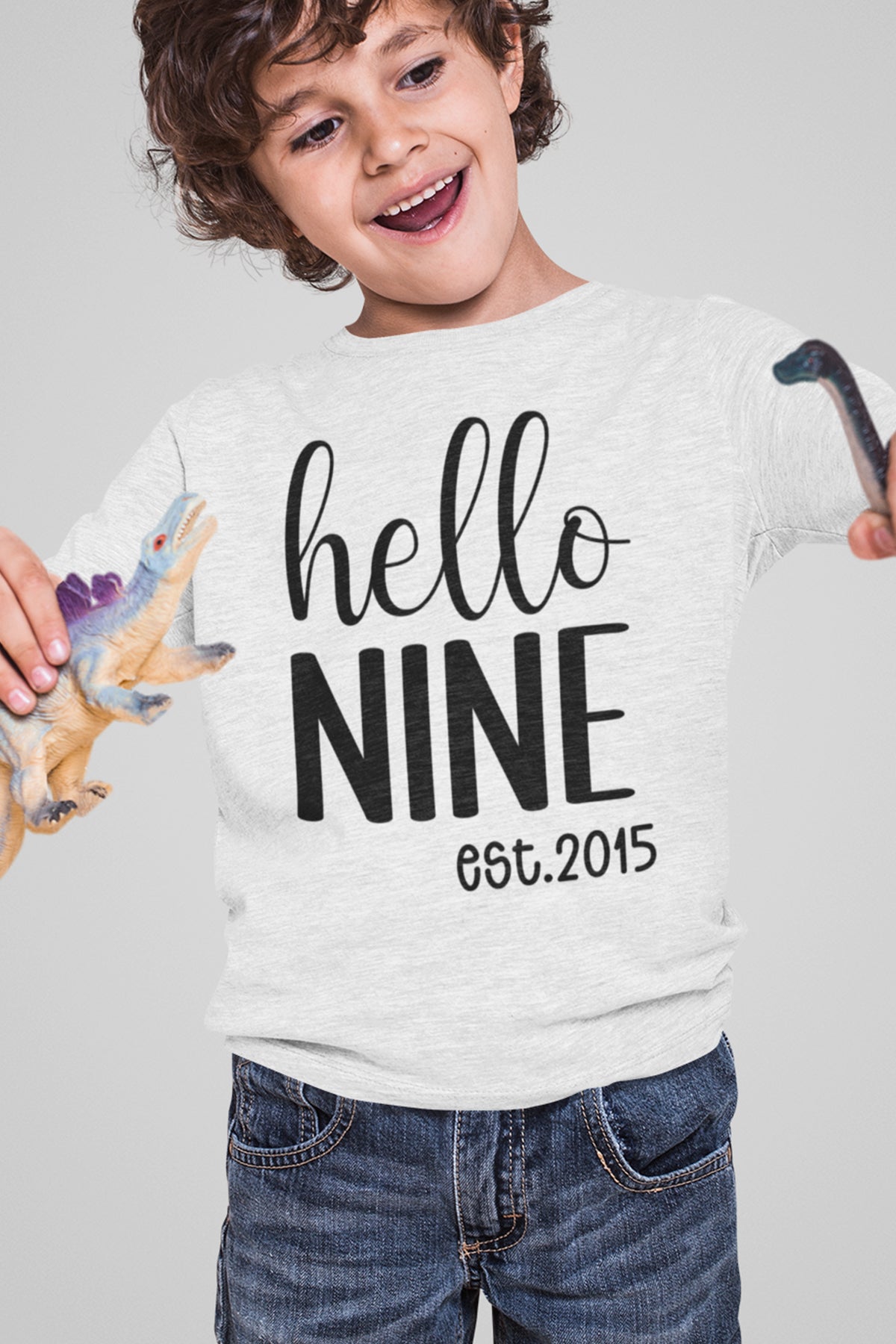 Hello Nine est 2015 Kids Birthday Shirt