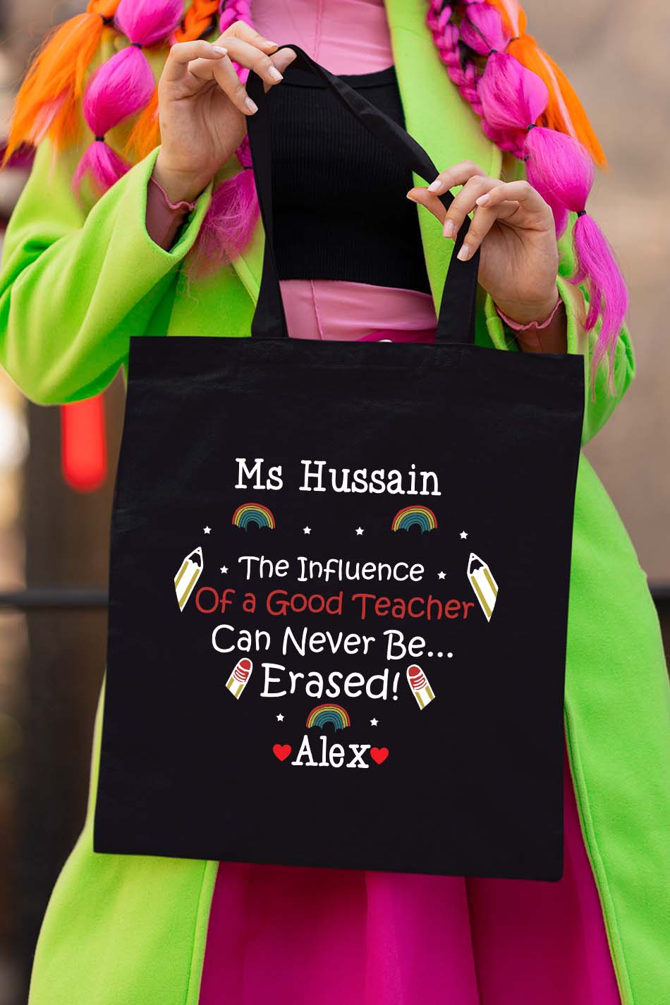 Custom Influence of Teacher Tote Bag