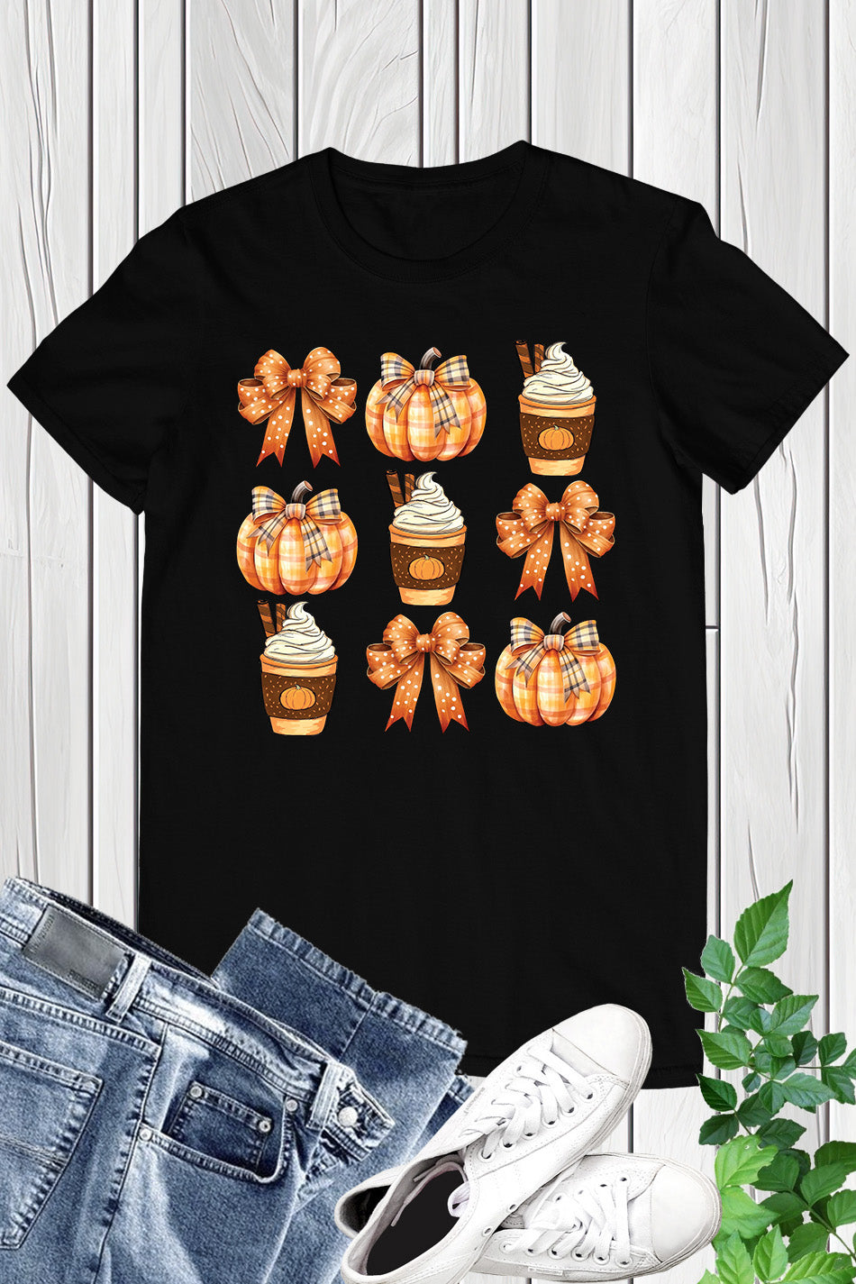 Retro Fall Pumpkin Bow Coquette Shirt